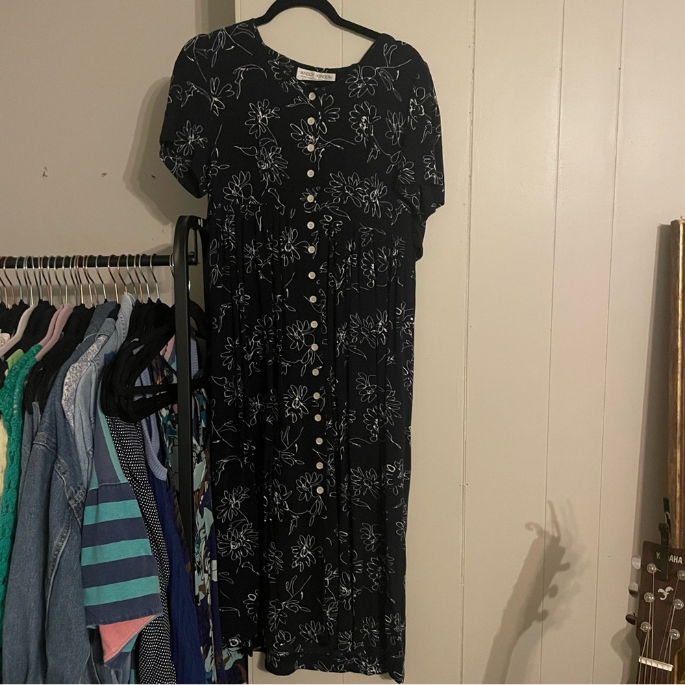 Vintage Black Floral Dress